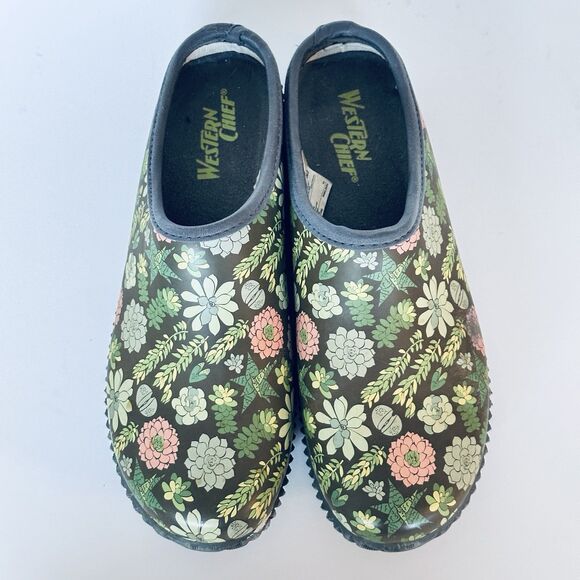 Western Chief Women Garden Clogs Rain Shoes 8 Floral Flower Forest Succulents - Picture 3 of 8